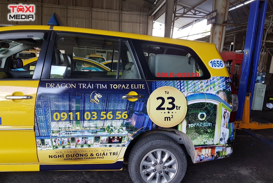 Topaz Elit quảng cáo trên taxi