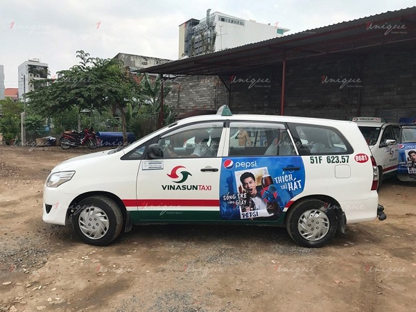 quảng cáo trên taxi vinasun